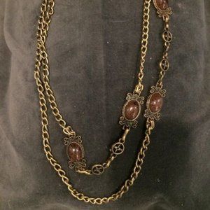 Bronze Chained Belt with Speckled Brown Stones